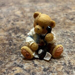 Cherished Teddies Tan and Black Bear Figurine